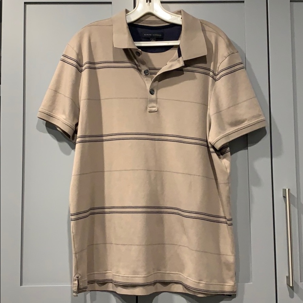 Banana Republic Tan & Navy Polo Style Shirt